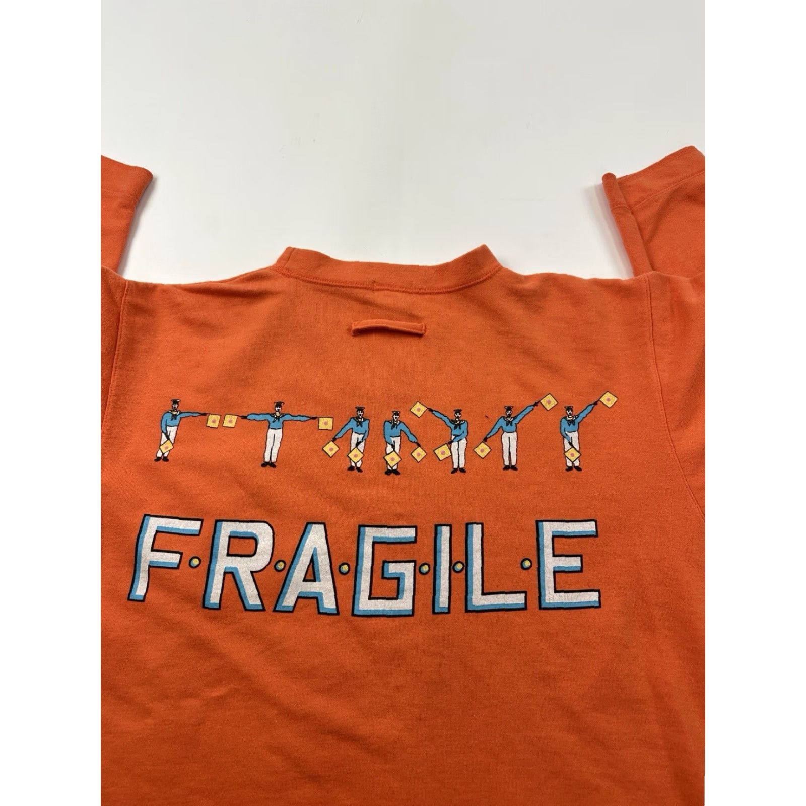 Vintage VINTAGE Fragile Sweatshirt Women Small Orange Crew Neck Pullover 90s 80s Size S / US 4 / IT 40 - 6 Thumbnail