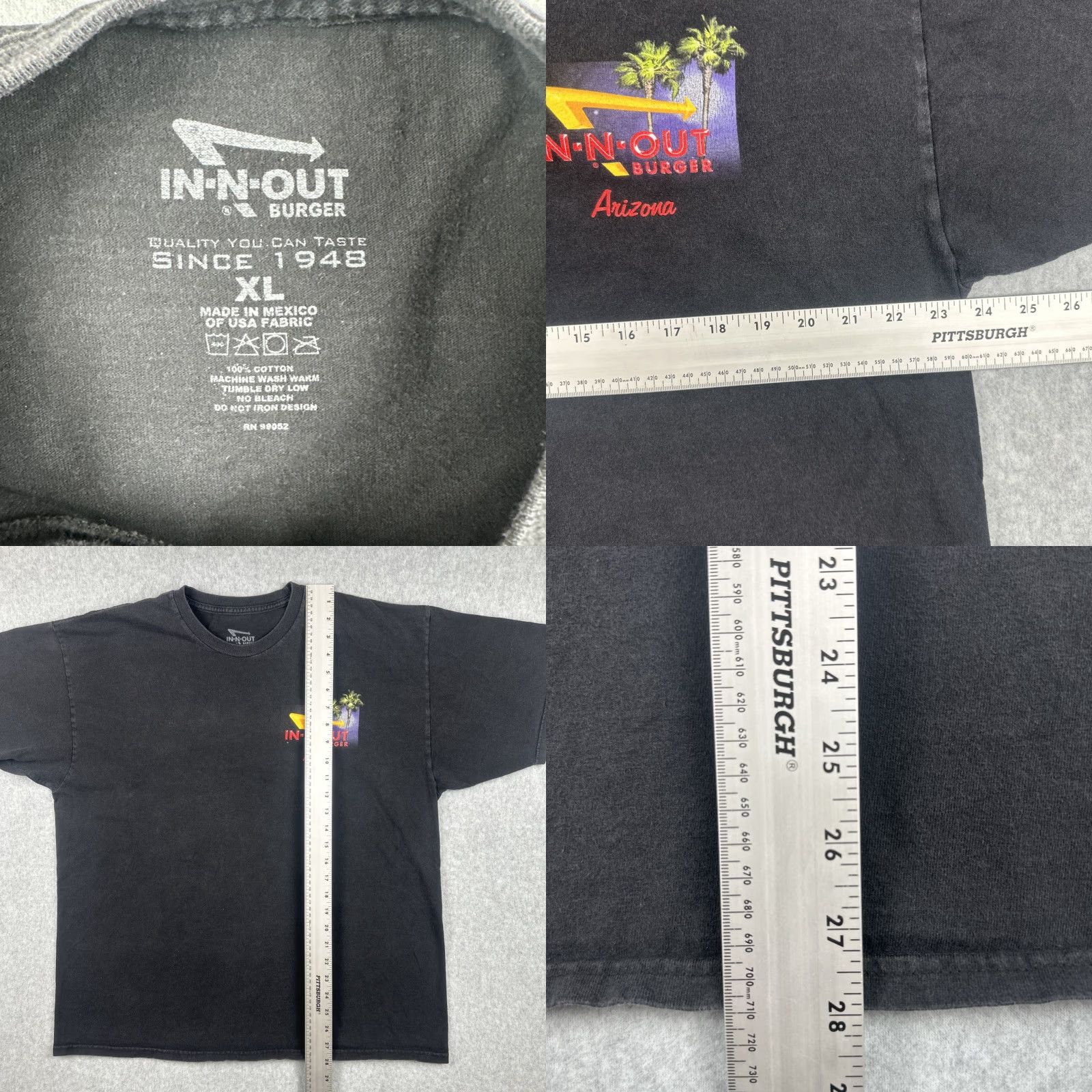 Vintage In-N-Out Burger T-Shirt Black XL Crew Neck Men Short Sleeve 2010 Graphic Print Tee Size US XL / EU 56 / 4 - 8 Thumbnail