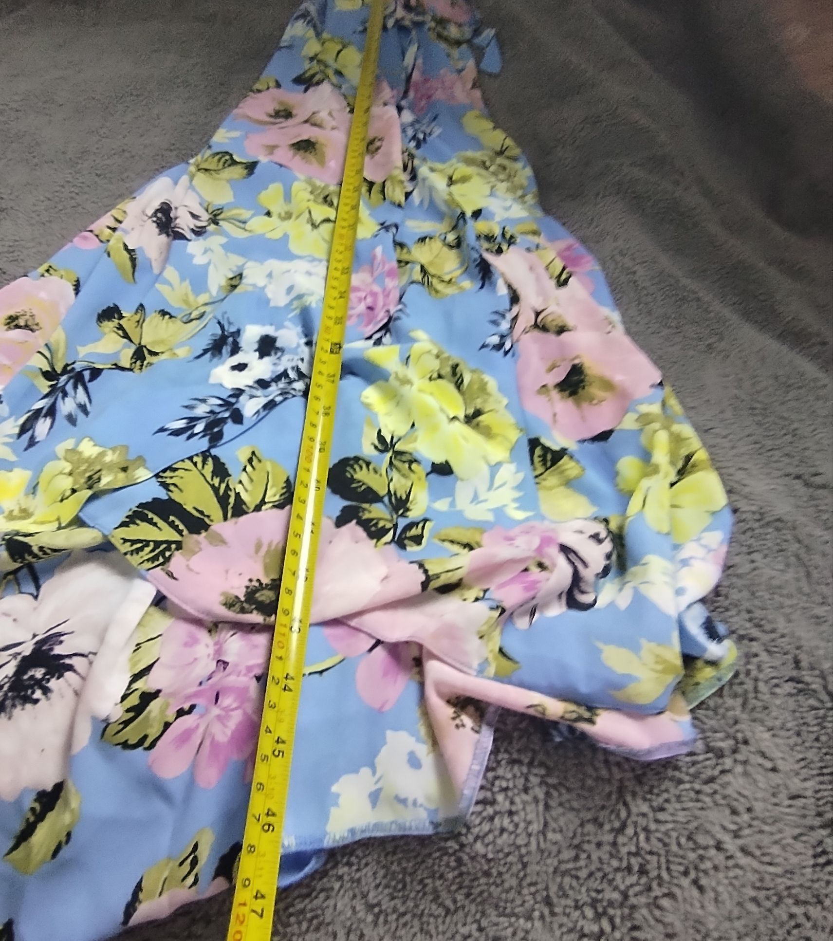 Other Pre-Loved Dress Womens UK 16 Blue Floral Wrap Maxi Ruffle Size XXL / US 16-18 / IT 52-54 - 7 Thumbnail