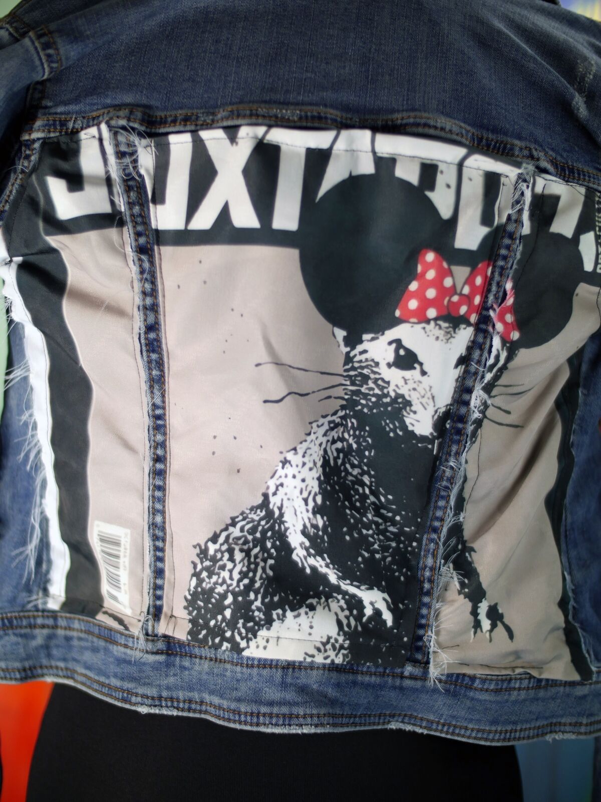 Aeropostale Banksy Rat on 3 panel denim jacket Size XS / US 0-2 / IT 36-38 - 2 Thumbnail