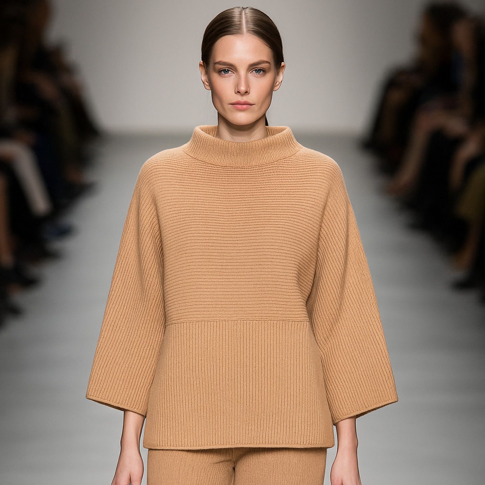 St. John ST. JOHN Medium 100% Cashmere Mock Neck Sweater Beige knit Size M / US 6-8 / IT 42-44 - 1 Thumbnail