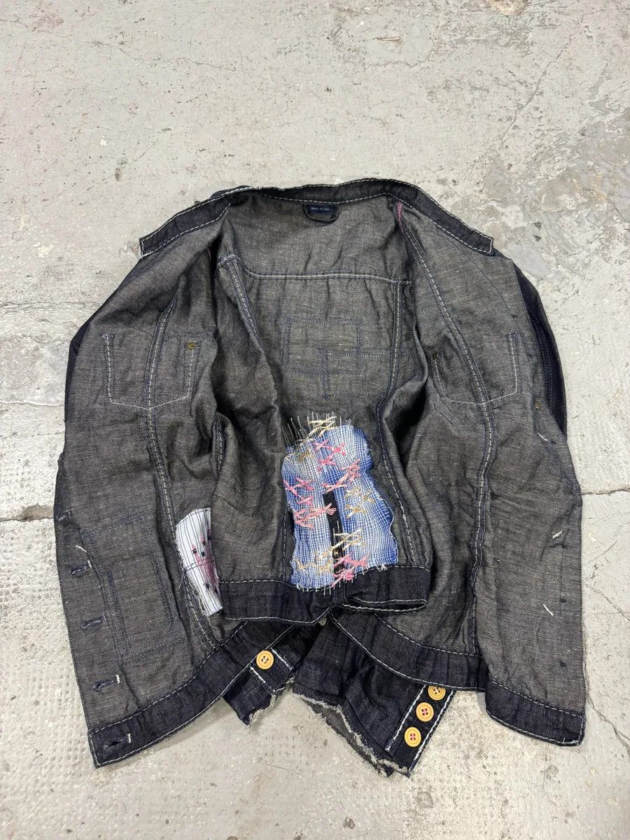 Marithe + Francois Girbaud 2000s Marithé + François Girbaud Navy Denim Distressed Jacket Size M / US 6-8 / IT 42-44 - 14 Thumbnail