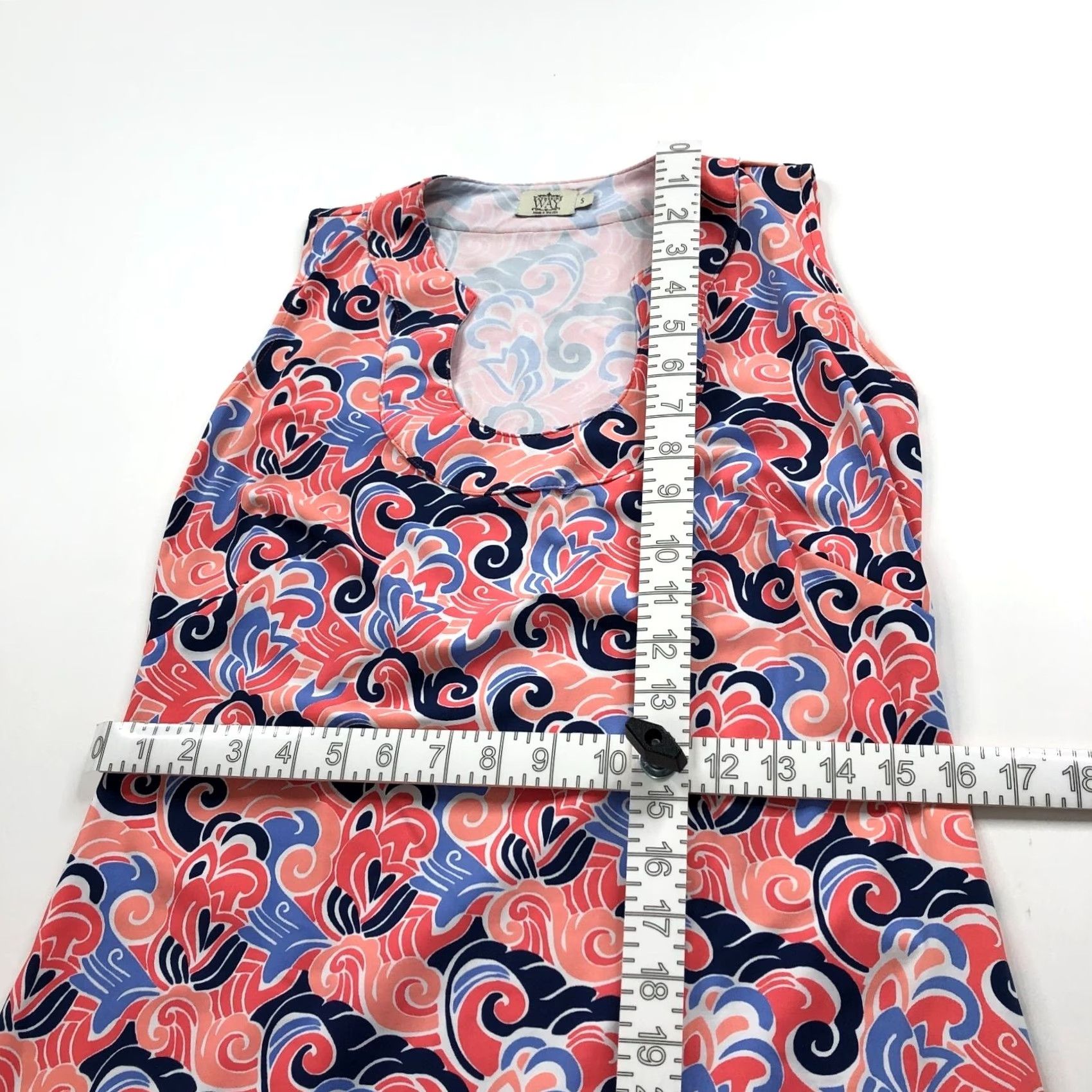 Vintage Katherine Way Small Women's Sleeveless Short Dress All Over Print Coral Geometric A-Line Scoop Neck Casual Size S / US 4 / IT 40 - 3 Thumbnail