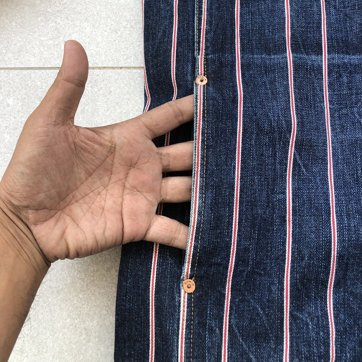 Edwin VTG EDWIN 13oz Grand Blue Selvage Denim Jacket Striped Jeans Size US L / EU 52-54 / 3 - 11 Thumbnail