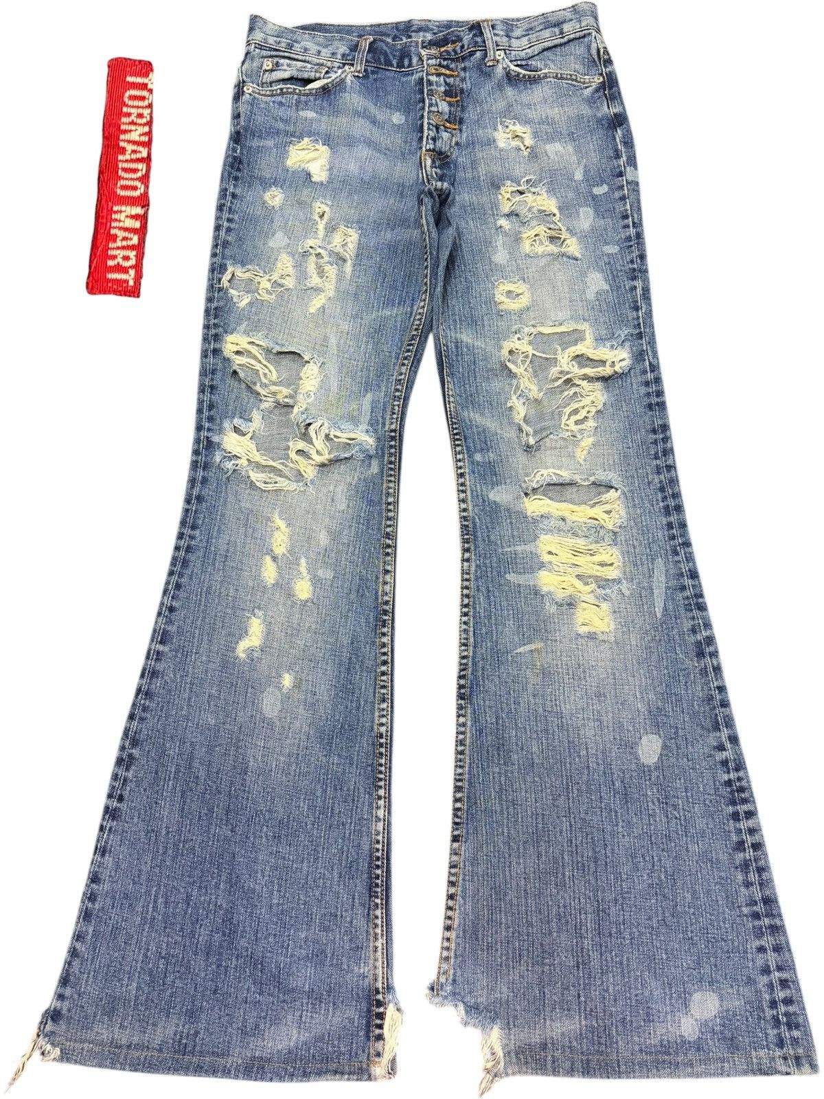 Tornado Mart Vintage Tornado Mart Ripped Distress Flare Jeans Size 32" / US 10 / IT 46 - 1 Thumbnail