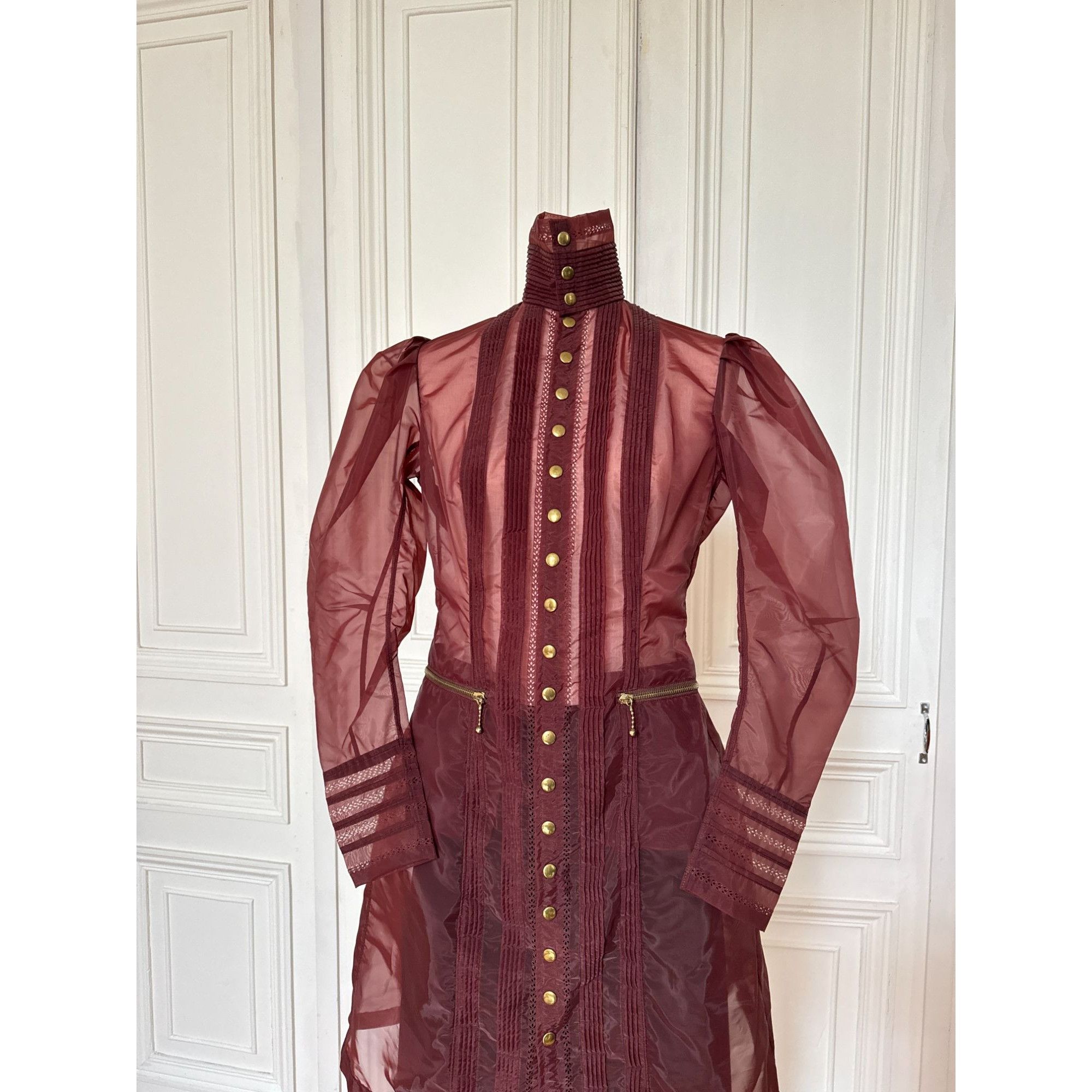 Jean Paul Gaultier 1990s Burgundy Victorian Gazar Silk Coat Size M / US 6-8 / IT 42-44 - 2 Thumbnail