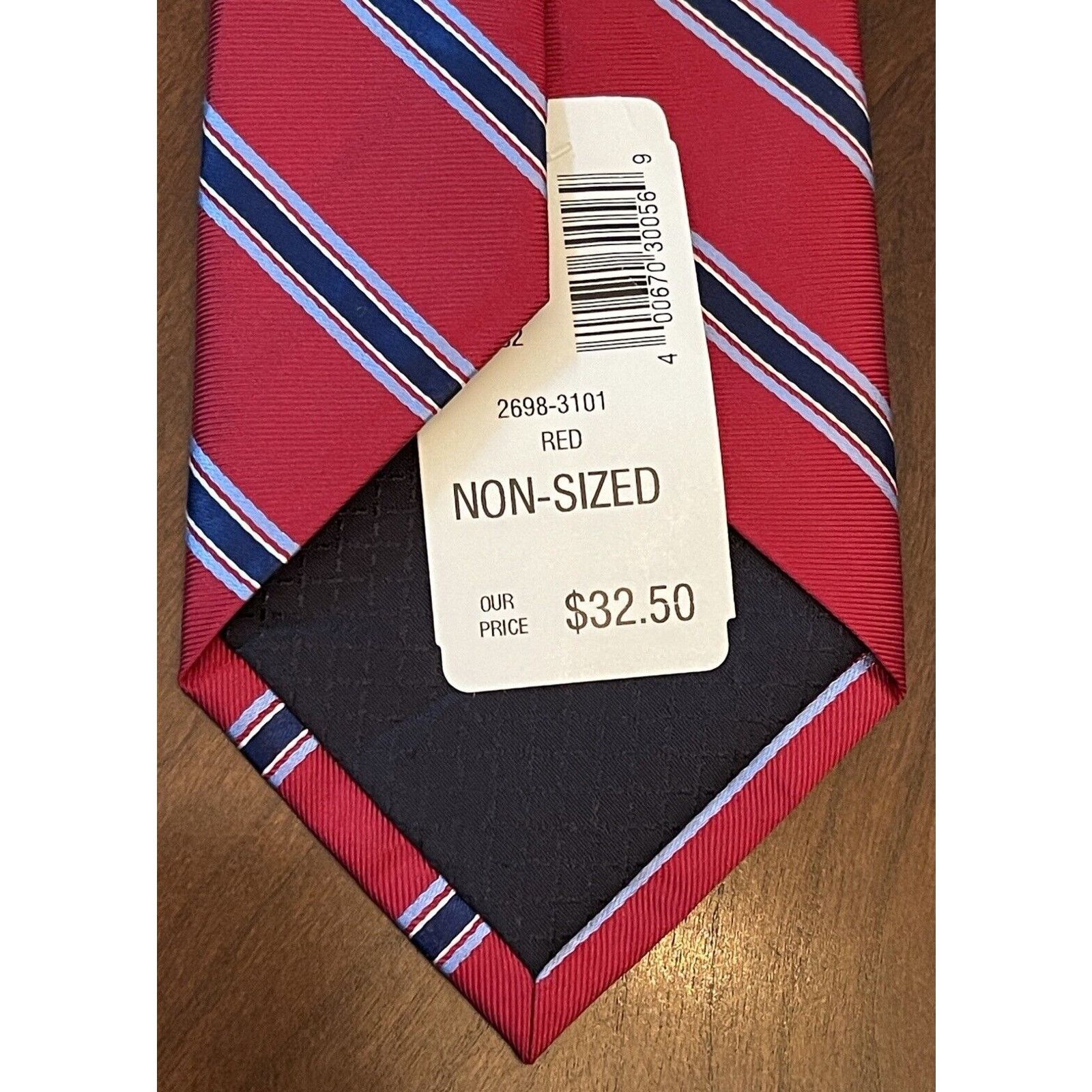 Bass Bass Red Blue 100% Silk Men’s Neck Tie Made In China Size ONE SIZE - 2 Thumbnail