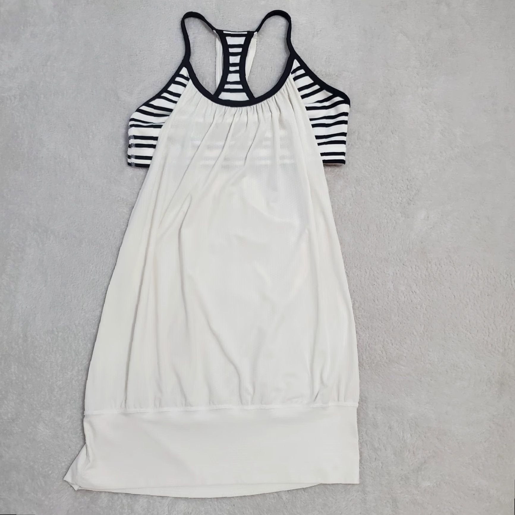 Lululemon VINTAGE Lululemon Top Womens White Black Stripe Layered Bra and Tank Tank Sleeveless Racerback 26" Bust 27.5" Shoulder to Hem Womens Yoga Gym Running Size XS / US 0-2 / IT 36-38 - 7 Thumbnail