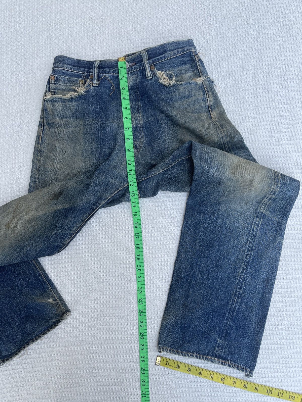 Denime Rare🔥Vintage DENIME Japan Slevedge Distressed Jeans Size US 30 / EU 46 - 17 Thumbnail