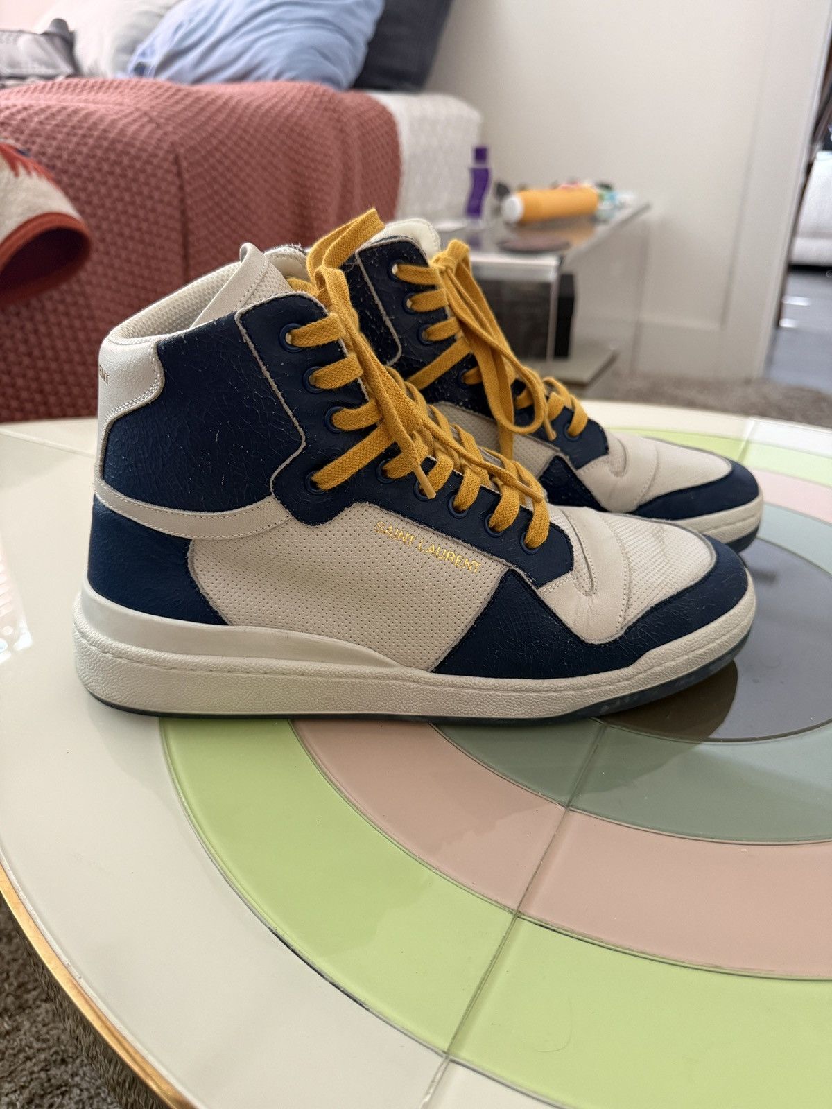 Saint Laurent Paris SL24 Saint Laurent Mid Top Sneakers 610618 Size US 10 / EU 43 - 7 Thumbnail