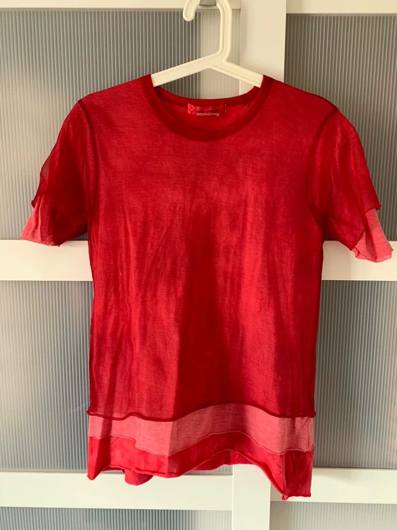 Comme des Garcons Comme des Garçons CDG Red Layered T-Shirt - dmc Size US S / EU 44-46 / 1 - 1 Thumbnail