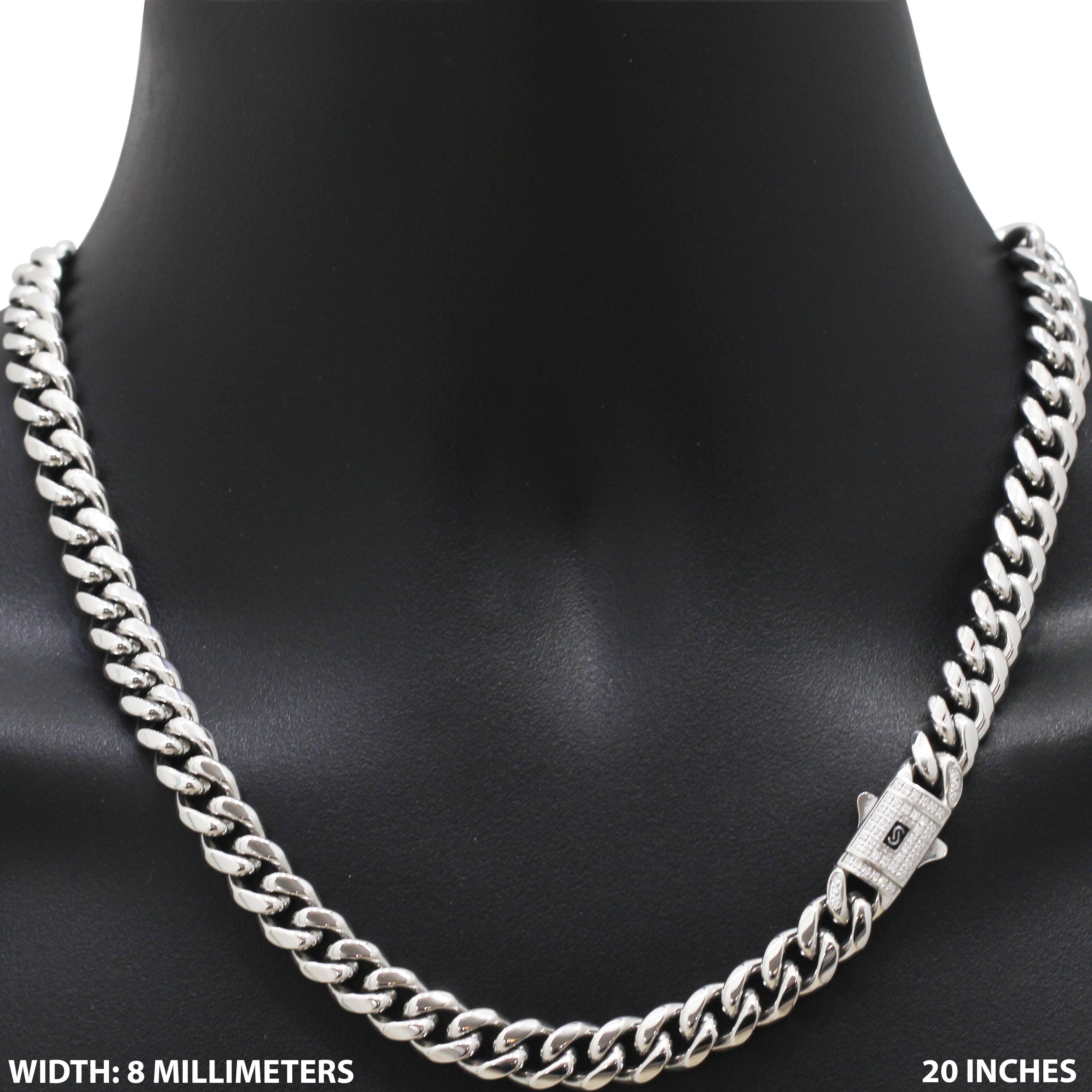 Other 316L SS AAA CZ 8mm Miami Cuban Link Chain Necklace 20" Size ONE SIZE - 1 Thumbnail