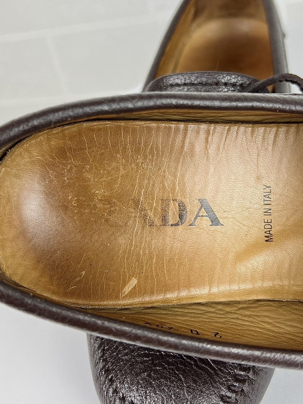 Prada PRADA MILANO Loafers Leather Drivers Mocassins Logo Brown Size US 10 / EU 43 - 17 Thumbnail
