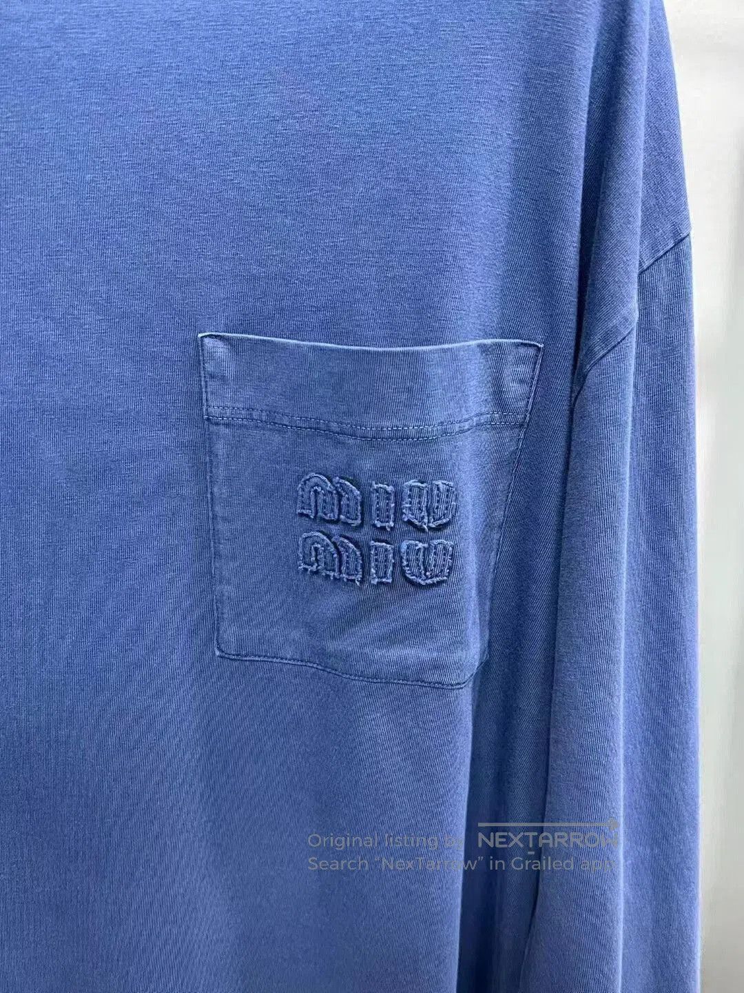 Miu Miu Miumiu Distressed Washed Long Sleeve. Size L / US 10 / IT 46 - 3 Thumbnail