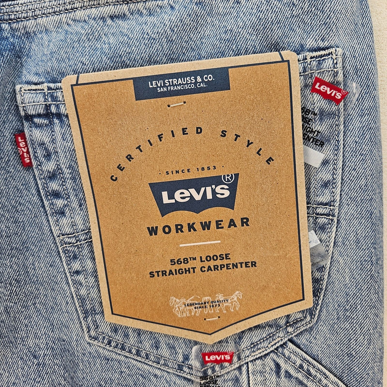 Levi's LEVI'S 568 MEN'S 31X32 CARPENTER LIGHT BLUE DENIM JEANS NWT Size US 31 - 8 Thumbnail