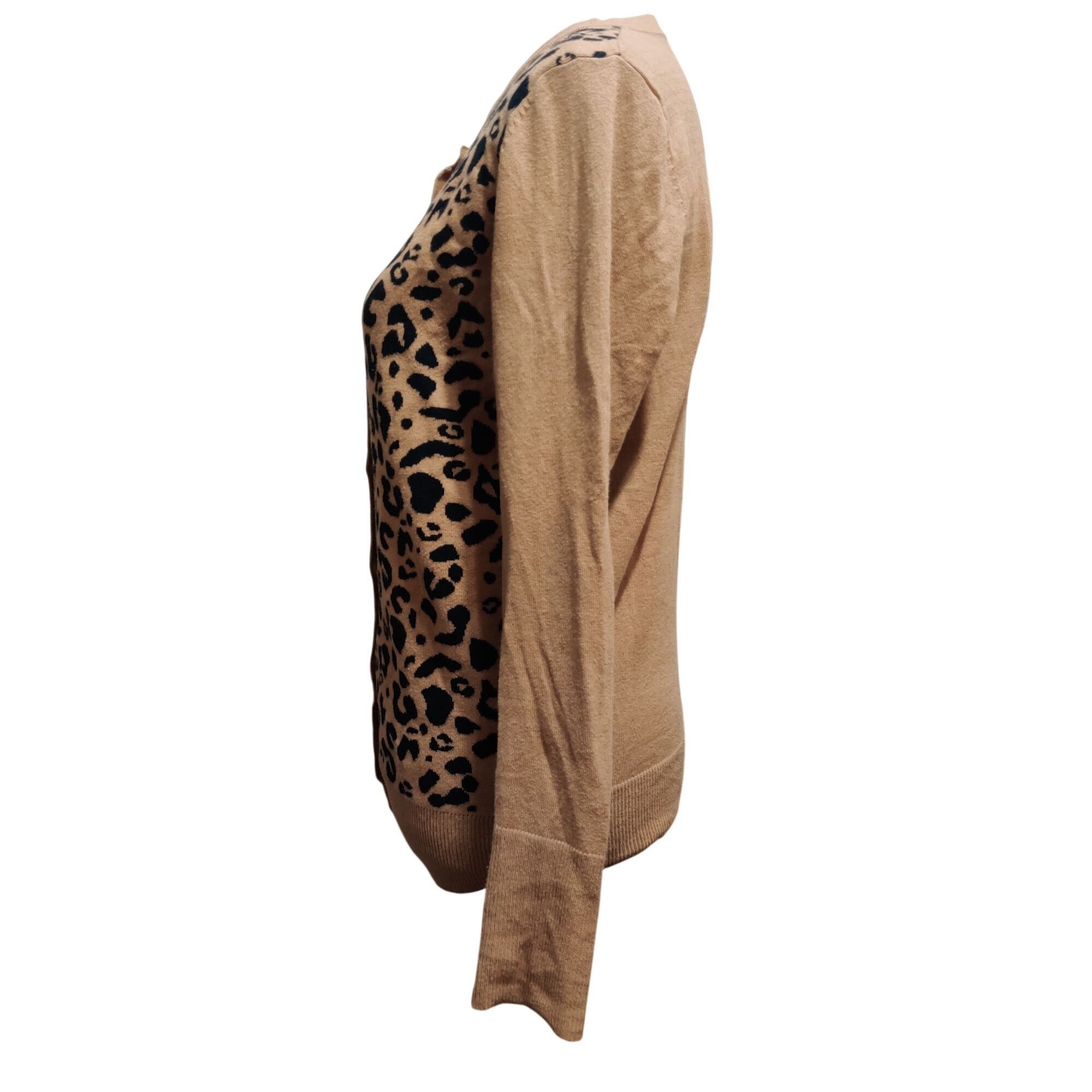 Merona Merona M Cardigan Tan Button Front Leopard Animal Print Swea Size M / US 6-8 / IT 42-44 - 6 Thumbnail