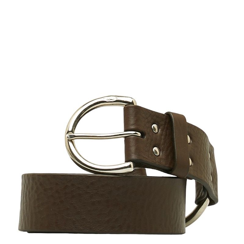 Other Other J&M Davidson Leather Ring Belt 34/85 Brown Silver Leather Belt in Very Good Condition Size ONE SIZE - 1 Thumbnail