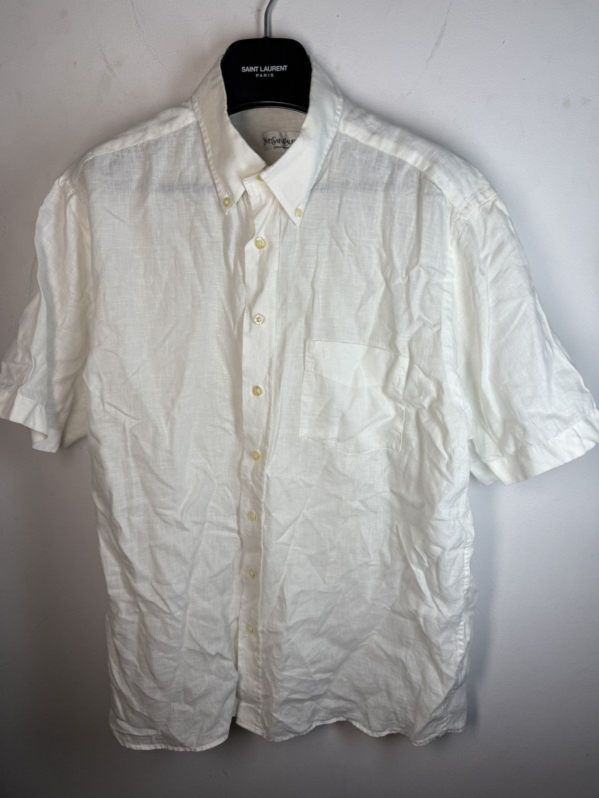 Yves Saint Laurent 100% Linen YSL Shirt White Button Up Size US L / EU 52-54 / 3 - 17 Thumbnail