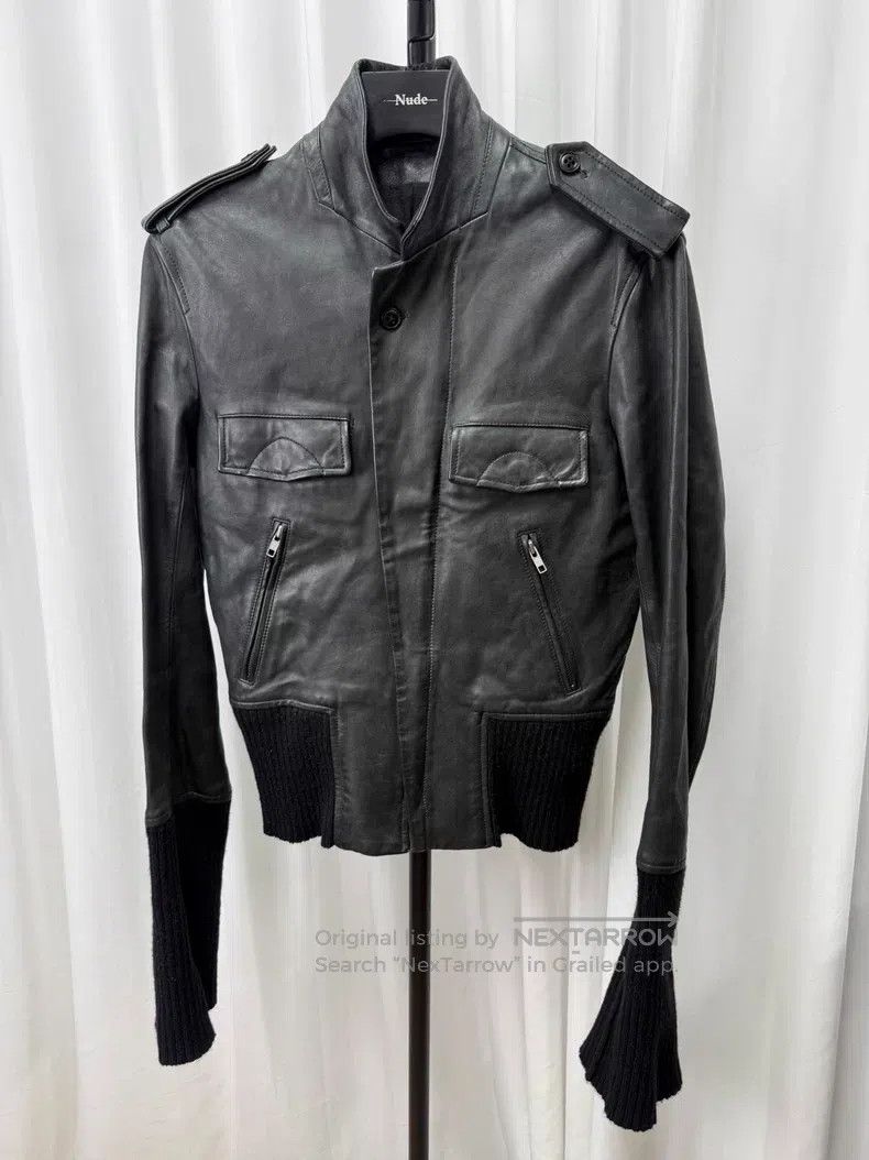 Ann Demeulemeester Ann Demeulemeester Long ribbed leather jacket Size US S / EU 44-46 / 1 - 2 Thumbnail