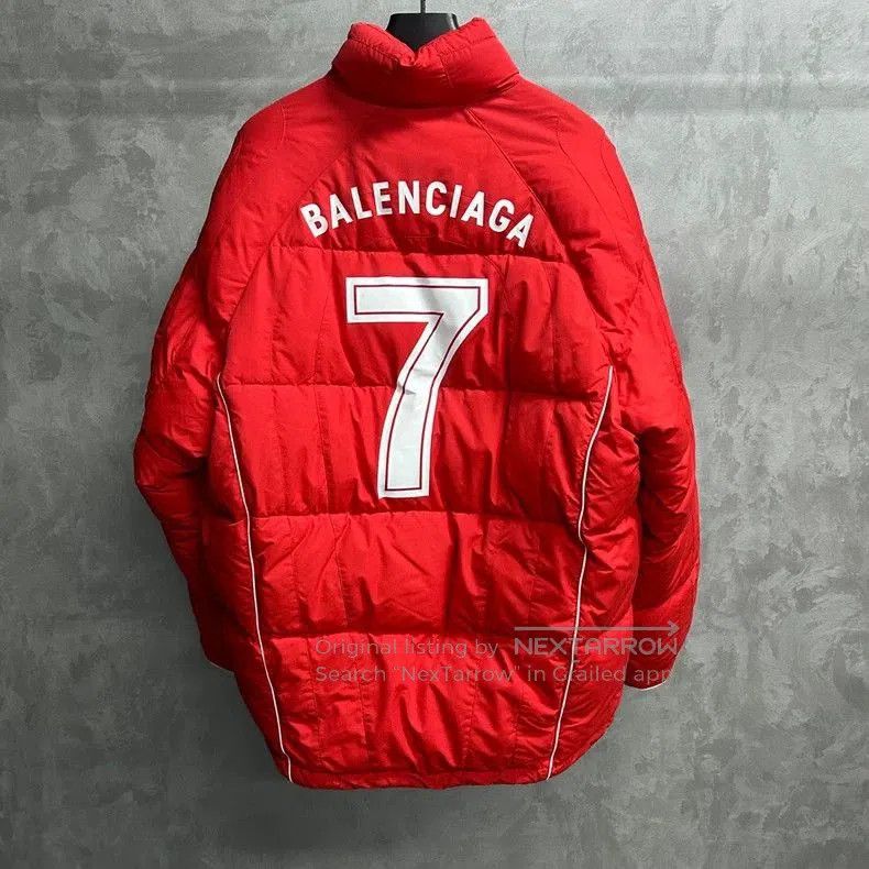 Balenciaga Balenciaga Red Football Print Logo Down Jacket. Size US M / EU 48-50 / 2 - 2 Thumbnail