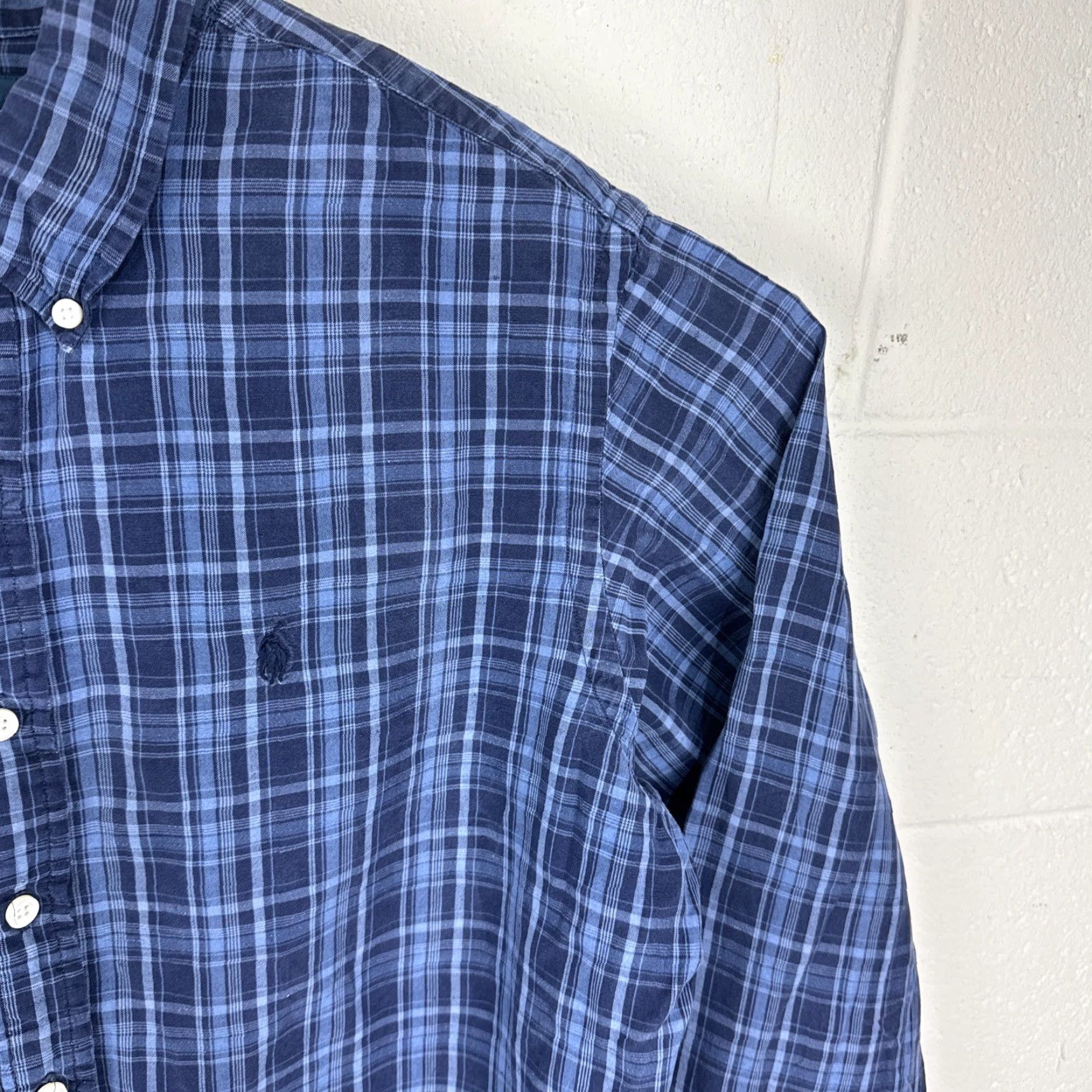 Ralph Lauren VINTAGE Ralph Lauren Shirt Men XL Plaid Button-Up Navy Silk Linen Custom Fit XL Blue 90s Preppy Designer Classic Casual Business Travel Button-Down Size US XL / EU 56 / 4 - 6 Thumbnail