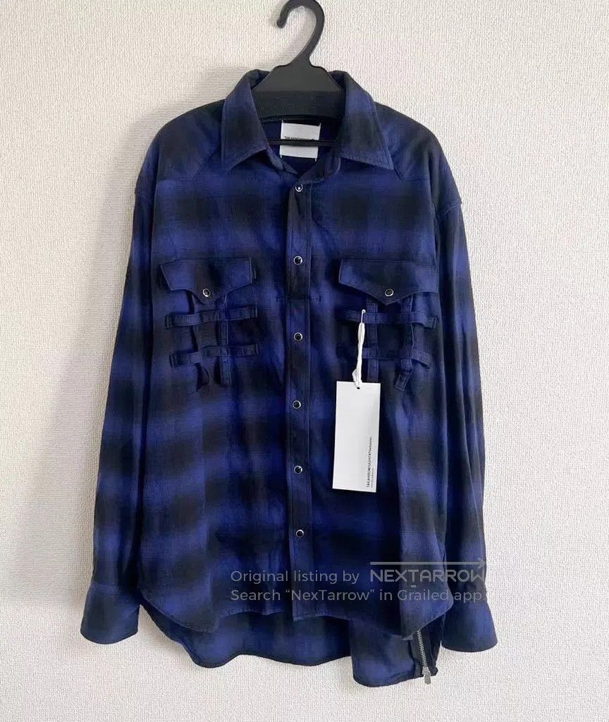 Takahiromiyashita The Soloist. Blue Plaid Long Sleeve Button-Up Shirt. Size US S / EU 44-46 / 1 - 1 Thumbnail