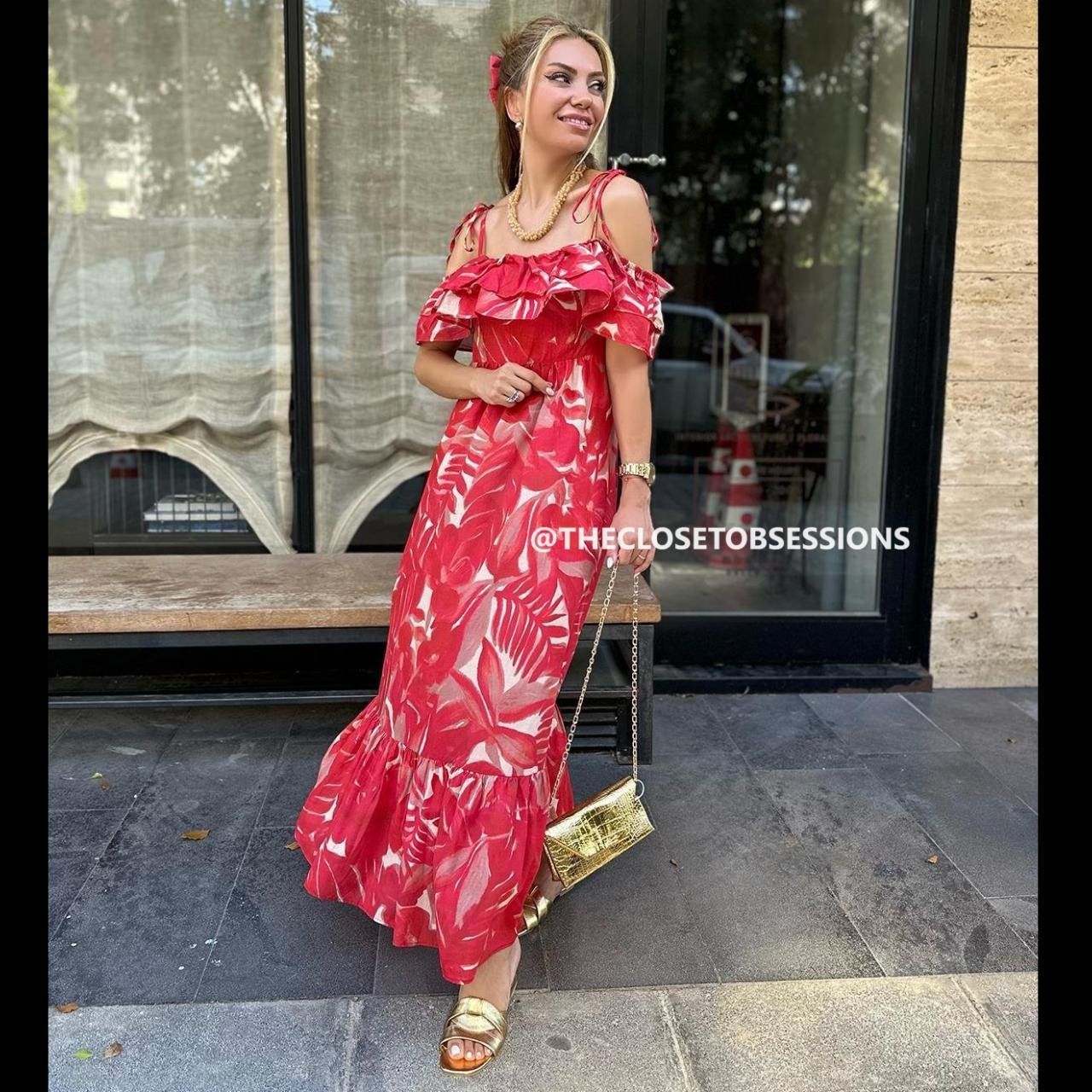 Zara ZARA Red Ruffled Maxi Dress NWT Size S / US 4 / IT 40 - 13 Thumbnail