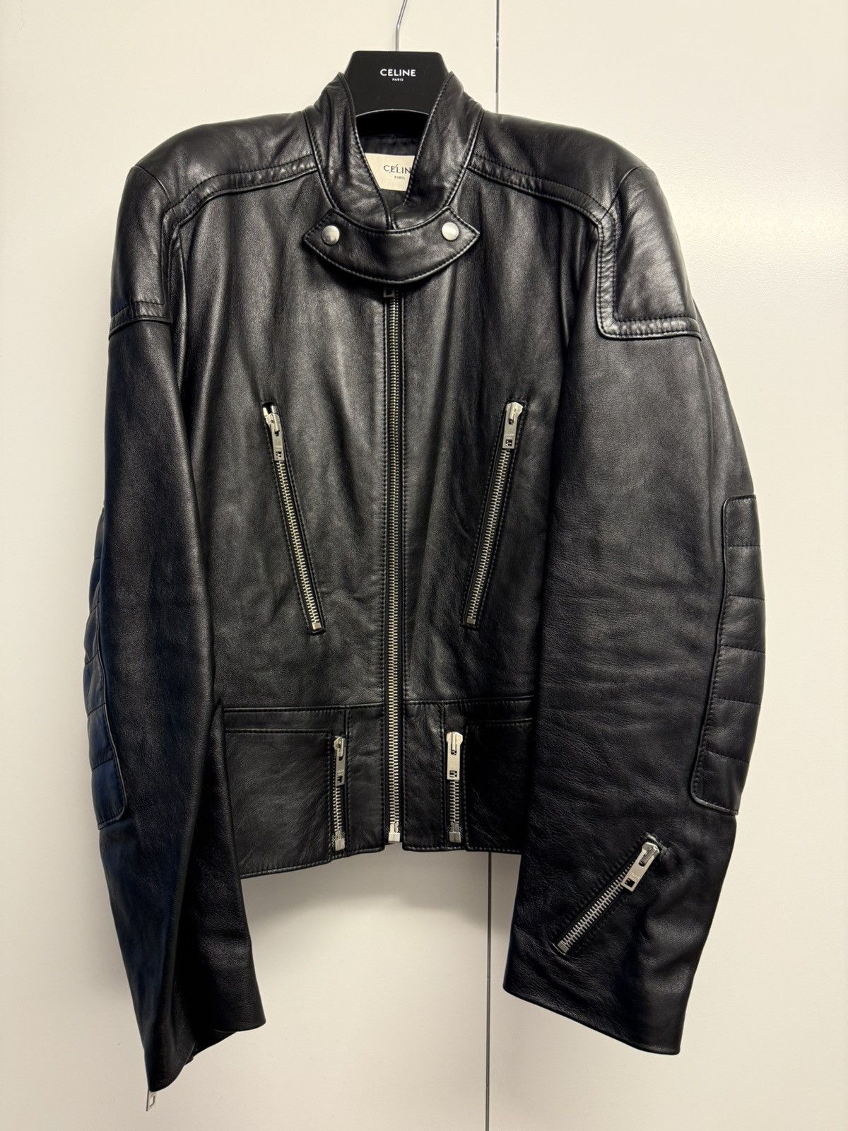 Celine × Hedi Slimane Celine Cafe Racer Padded Leather Jacket - 50 Size US M / EU 48-50 / 2 - 1 Thumbnail