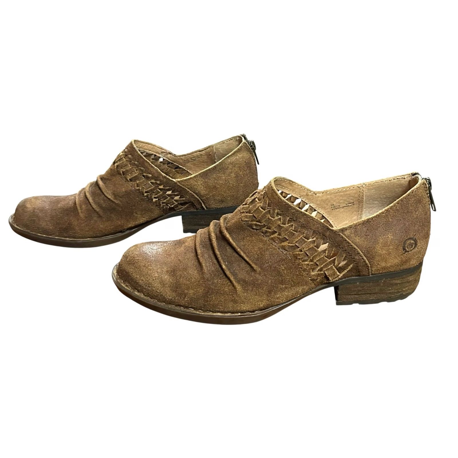 Born Born F36226 Katharina Brown Leather Ankle Bootie Slouch Back Zip Women’s US 8 M Boots Size US 8 / IT 38 - 5 Thumbnail