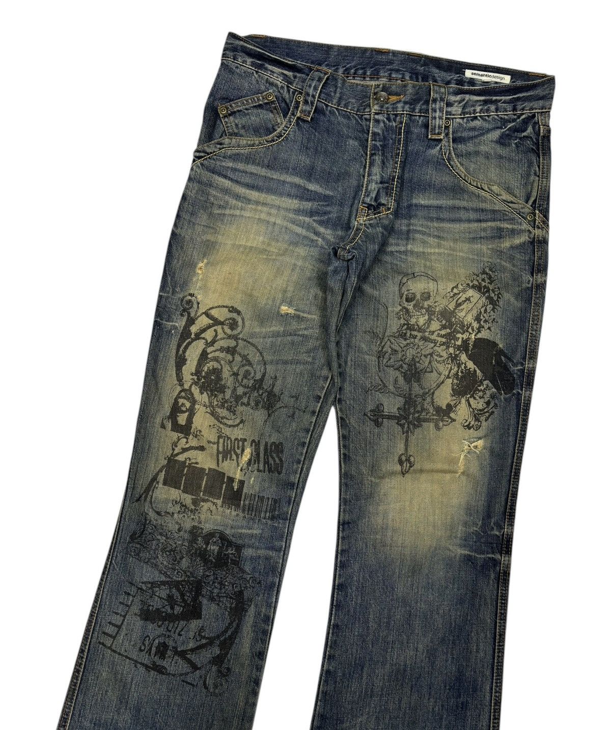 14th Addiction FLARE ARCHIVE‼️SEMANTIC DESIGN CHAOS DISTRESSED FLARED DENIM Size US 32 / EU 48 - 2 Thumbnail