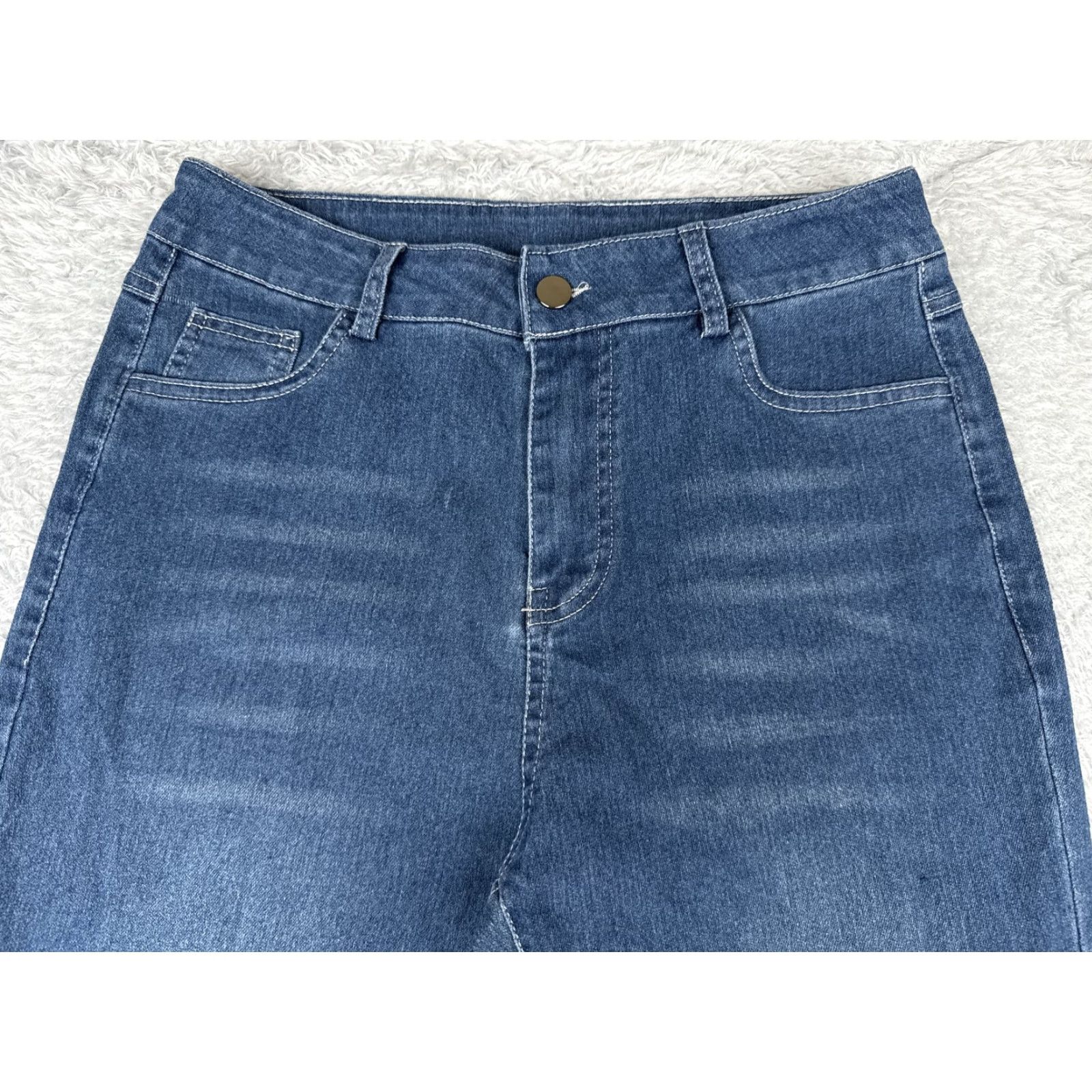 Vintage Denim Jeans Womens 9 28x27 Blue Flare Stretch Medium Wash High Rise Classic Size 30" / US 8 / IT 44 - 4 Thumbnail