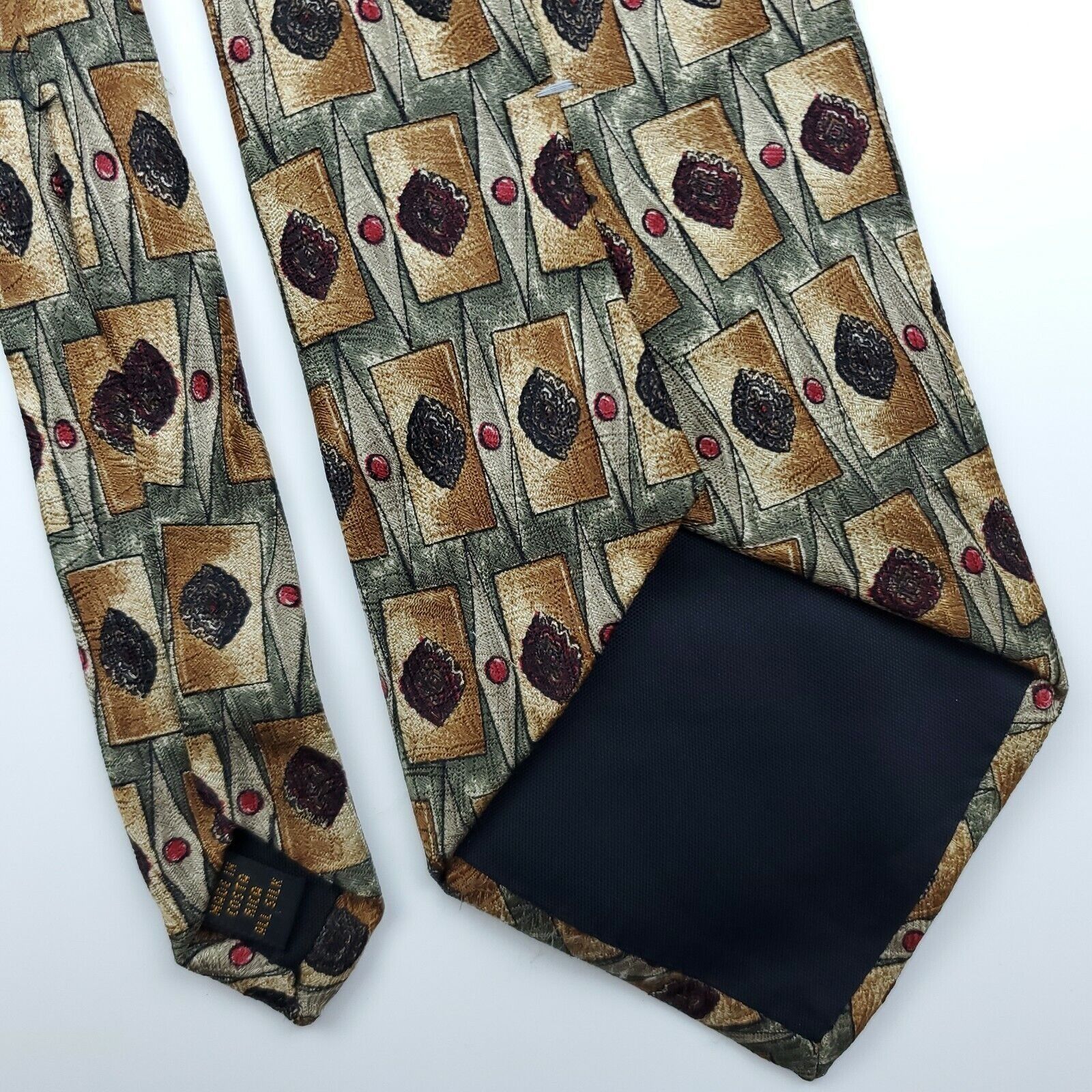 Alexander Julian Colours Alexander Julian Geometric Green Silk Tie Short Wide Size ONE SIZE - 5 Thumbnail