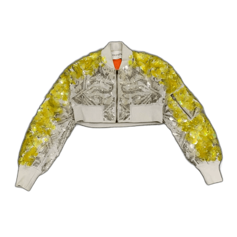 Valentino Valentino Cropped Sequin Jacket with Colorful Sleeves Size M / US 6-8 / IT 42-44 - 1 Thumbnail