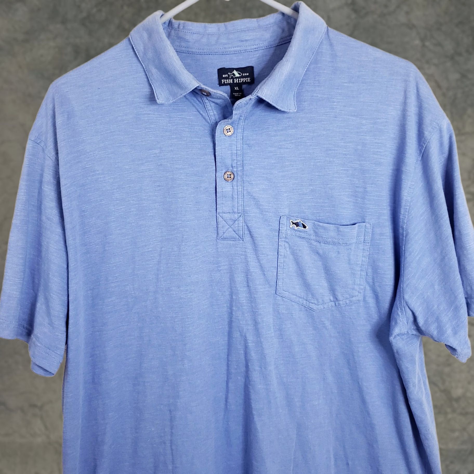 Vintage Fish Hippie Polo Shirt Mens XL Blue Preppy Casual Golf Outdoors Fishing Tennis Size US XL / EU 56 / 4 - 1 Thumbnail