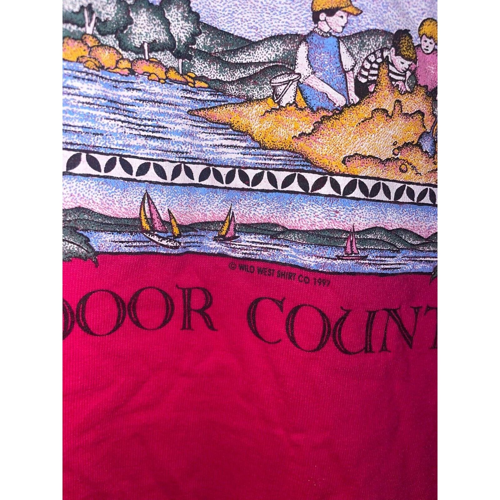 Jerzees Vintage Door County Shirt Lake Lighthouse Pink VTG Tee 90s L Size US L / EU 52-54 / 3 - 6 Thumbnail
