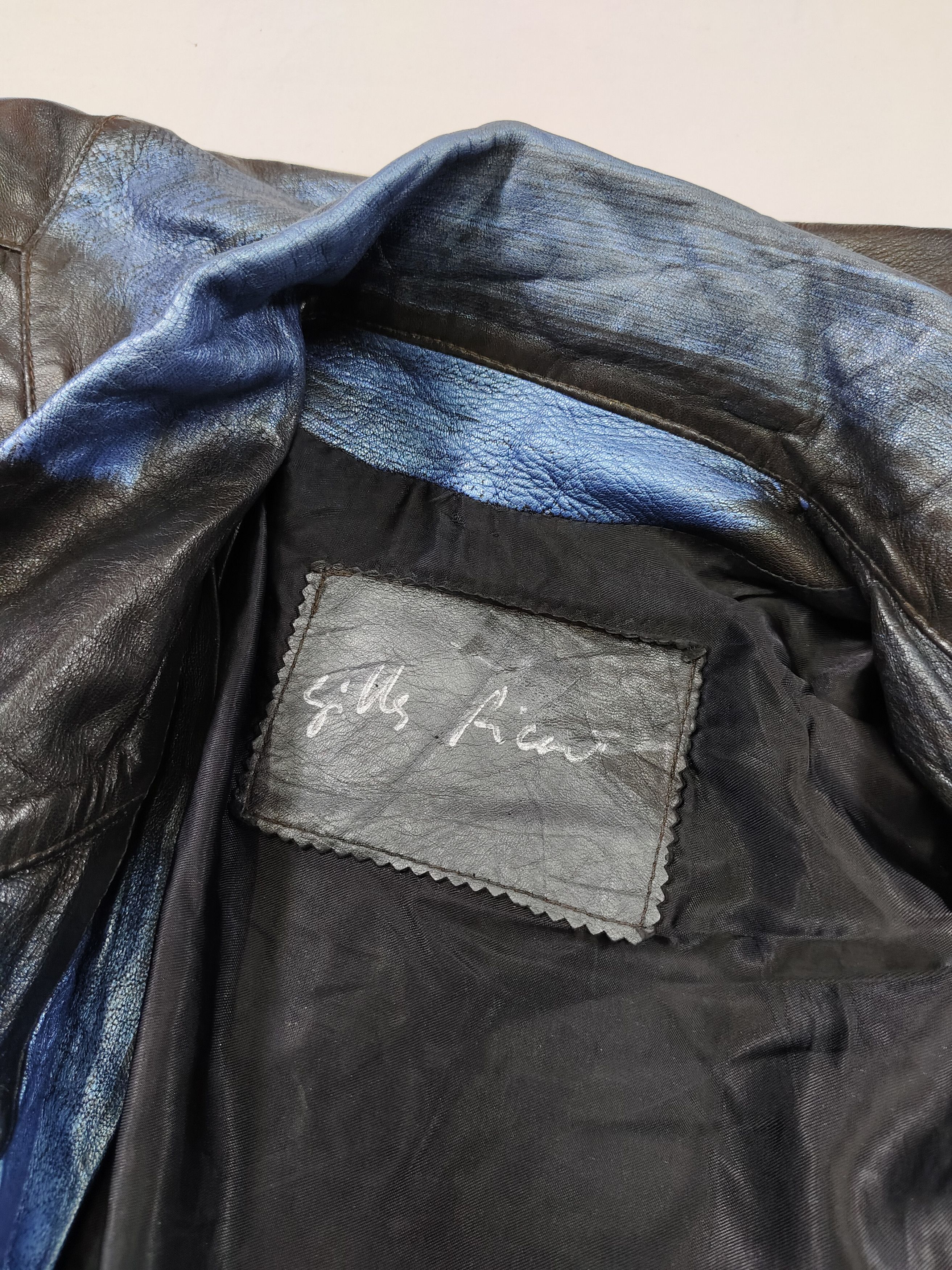 Vintage RARE Gilles Ricart🇫🇷 Hand Painted Oversize Batwing Leather Size XL / US 12-14 / IT 48-50 - 7 Thumbnail