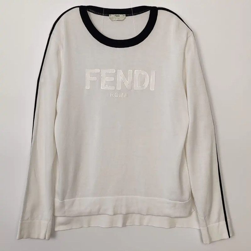 Fendi Fendi White Cotton Women's Knit Sweater 0089 Size M / US 6-8 / IT 42-44 - 1 Thumbnail