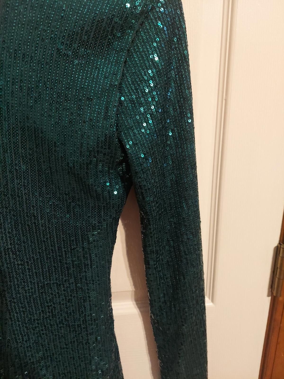 The Unbranded Brand Women's Green Surplice-Neck Long-Sleeve Sequin Dress Size S / US 4 / IT 40 - 7 Thumbnail