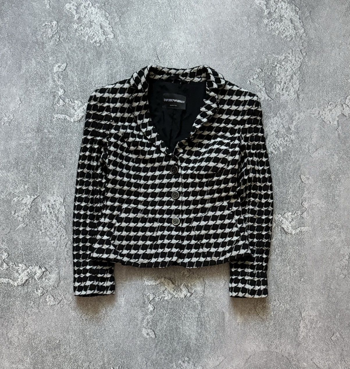 Vintage Emporio Armani 42 checkered black white blazer button jacket Size M / US 6-8 / IT 42-44 - 10 Thumbnail