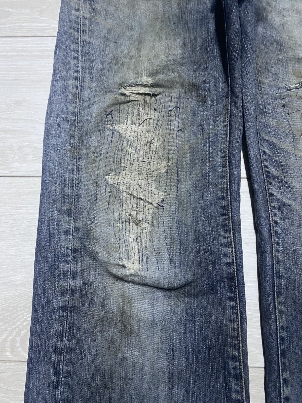 Big John Vintage Big John Japan Grunge Distressed Repair Jeans Size US 30 / EU 46 - 7 Thumbnail
