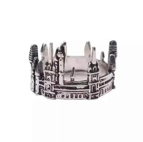 Homemade × Jewelry × Ring Of Fire City Castle Ring Modern Architecture Goth Jewelry Chrome Size ONE SIZE - 3 Thumbnail