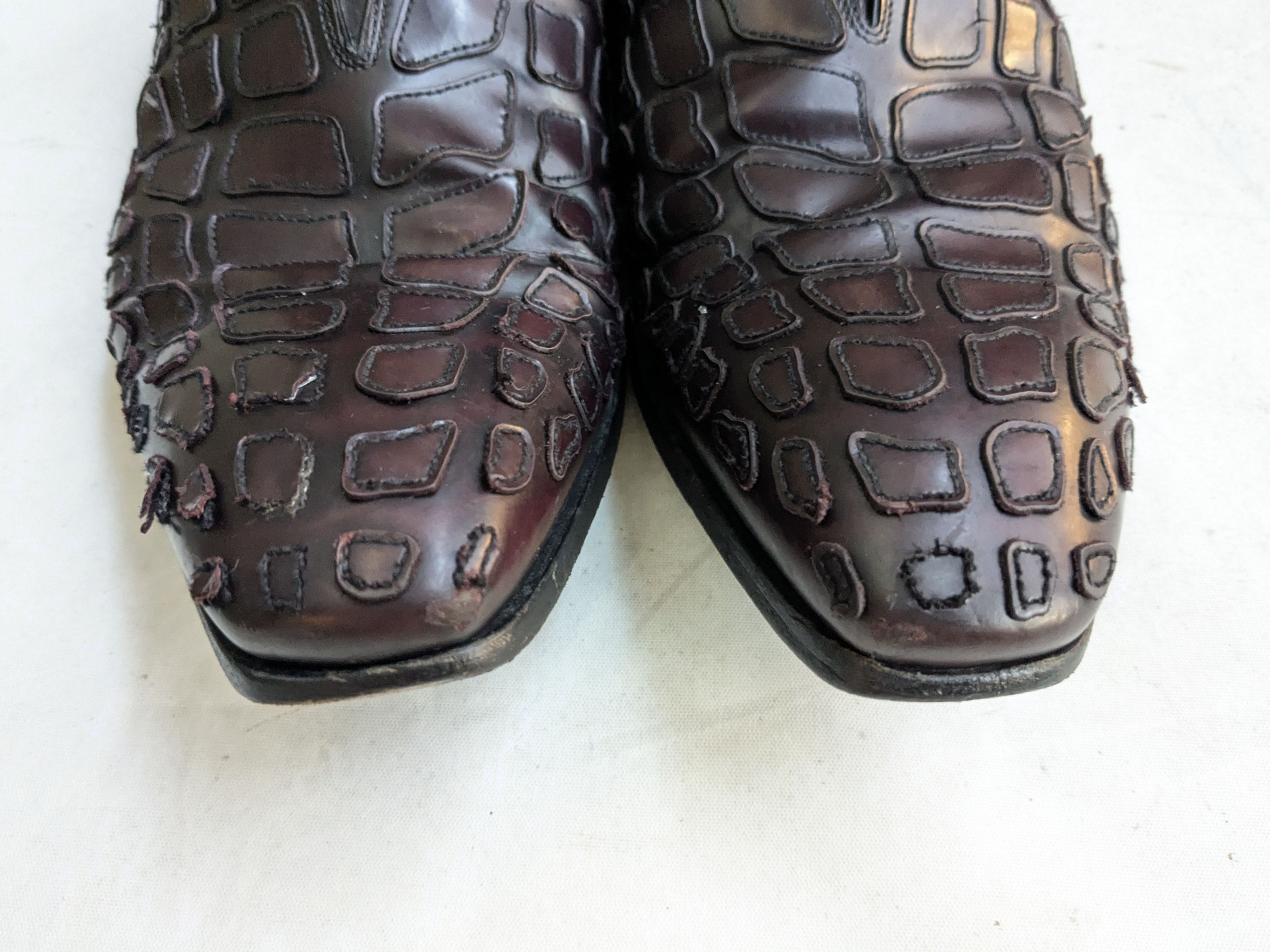 Prada Prada Oxfords Burgundy 9.5 Croc Pattern Leather Size US 9.5 / EU 42-43 - 5 Thumbnail