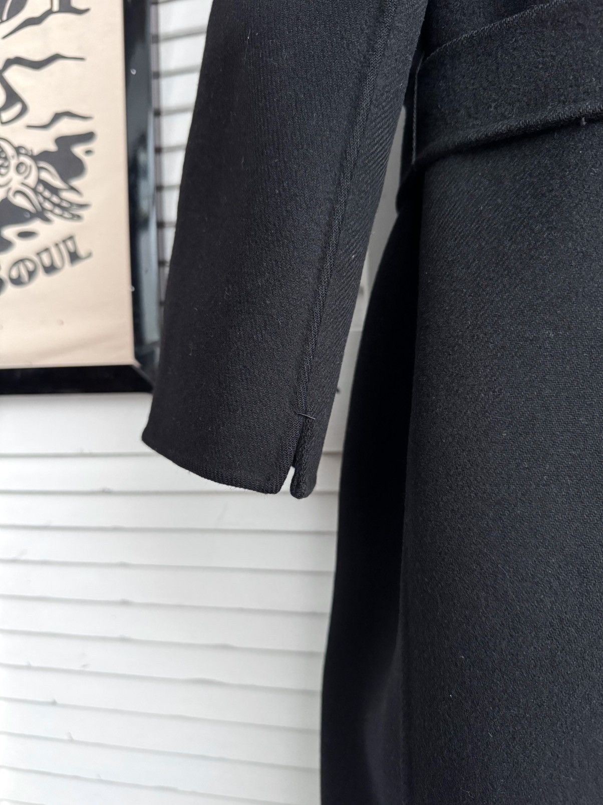 Max Mara S Max Mara Messi Cucito a Mano Wool Coat Black Belted Italy Size XS / US 0-2 / IT 36-38 - 15 Thumbnail
