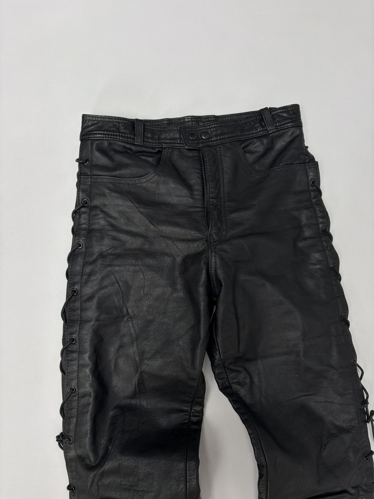 Hedi Slimane 🔥 Vintage Leather Pants 00s Italian Rock Noir Archive Grunge Size US 29 - 12 Thumbnail