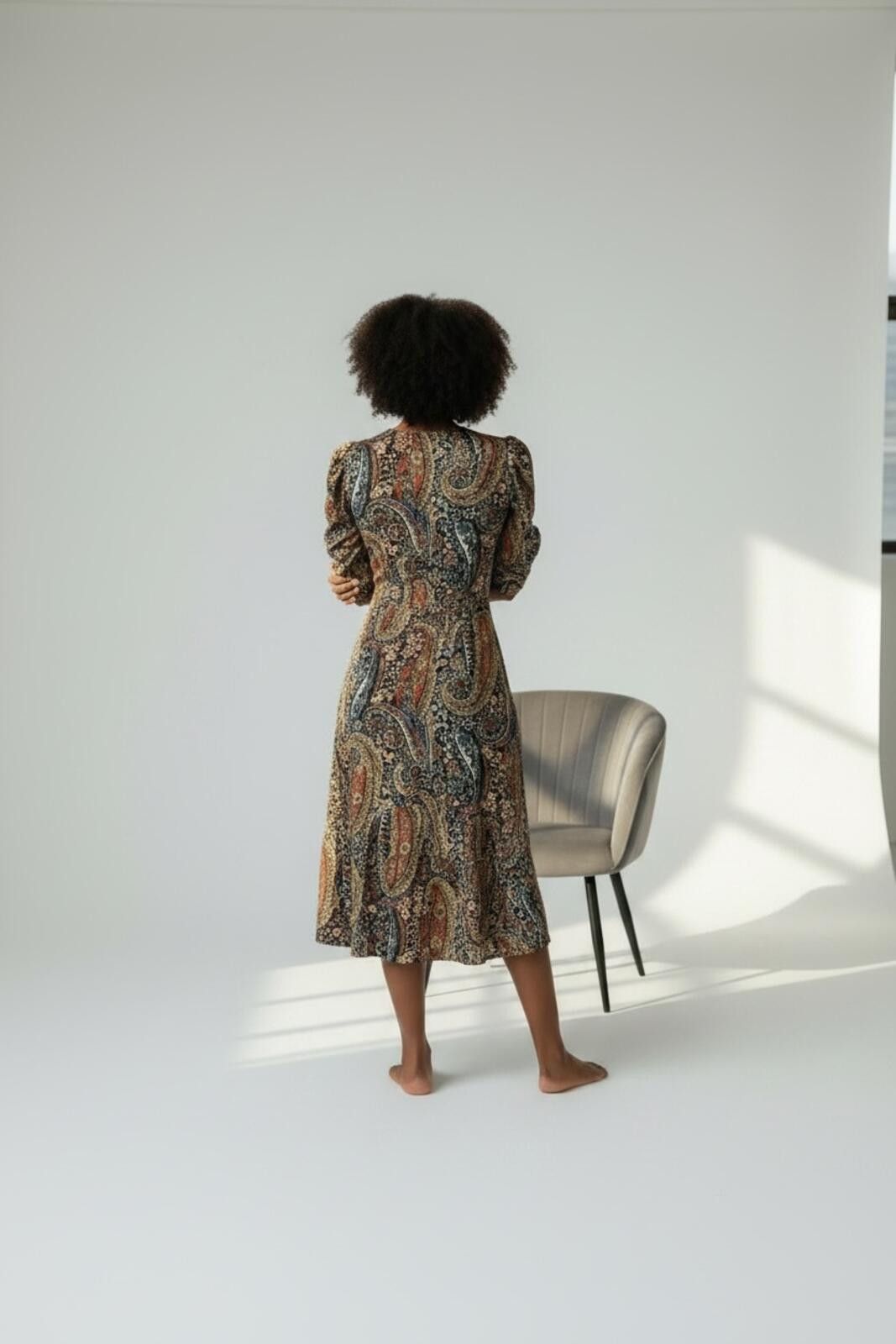 Cartoon Network Pre Loved Cato Boden Paisley Puff Sleeve Dress Size S / US 4 / IT 40 - 4 Thumbnail