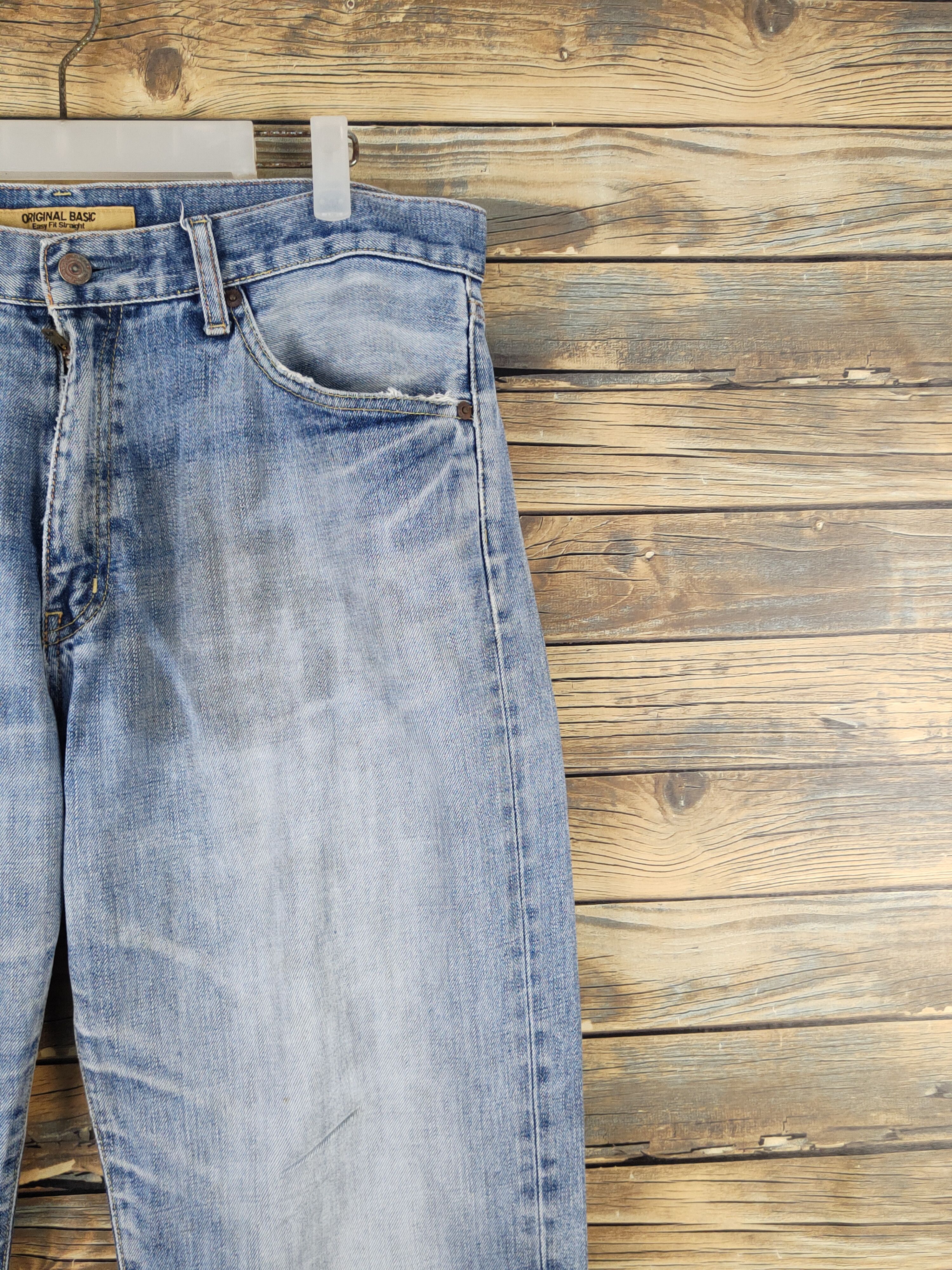 Japanese Brand Uniqlo vintage japan Blue Distressed Ripped denim #W1380 Size US 35 - 5 Thumbnail