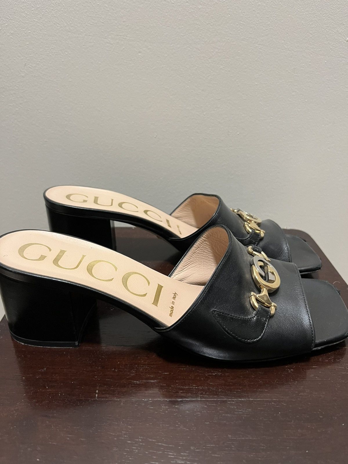 Gucci Gucci Black 624305 Zumi Interlocking G Leather Slide Sandals Size US 9 / IT 39 - 3 Thumbnail