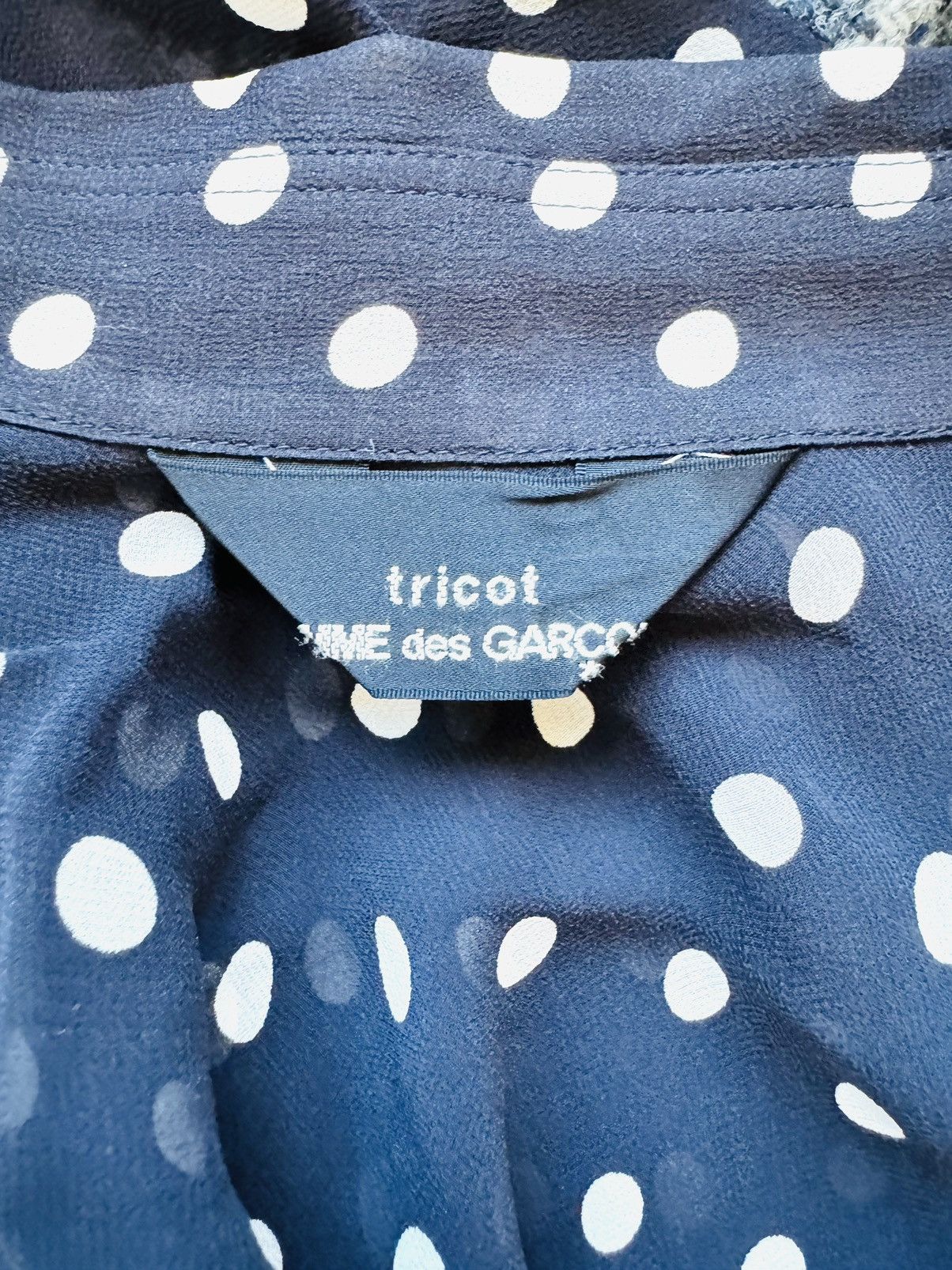 Comme des Garcons × Tricot Comme des Garcons Tricot Comme Des Garçons sheer polka dot herringbone blouse Size ONE SIZE - 3 Thumbnail