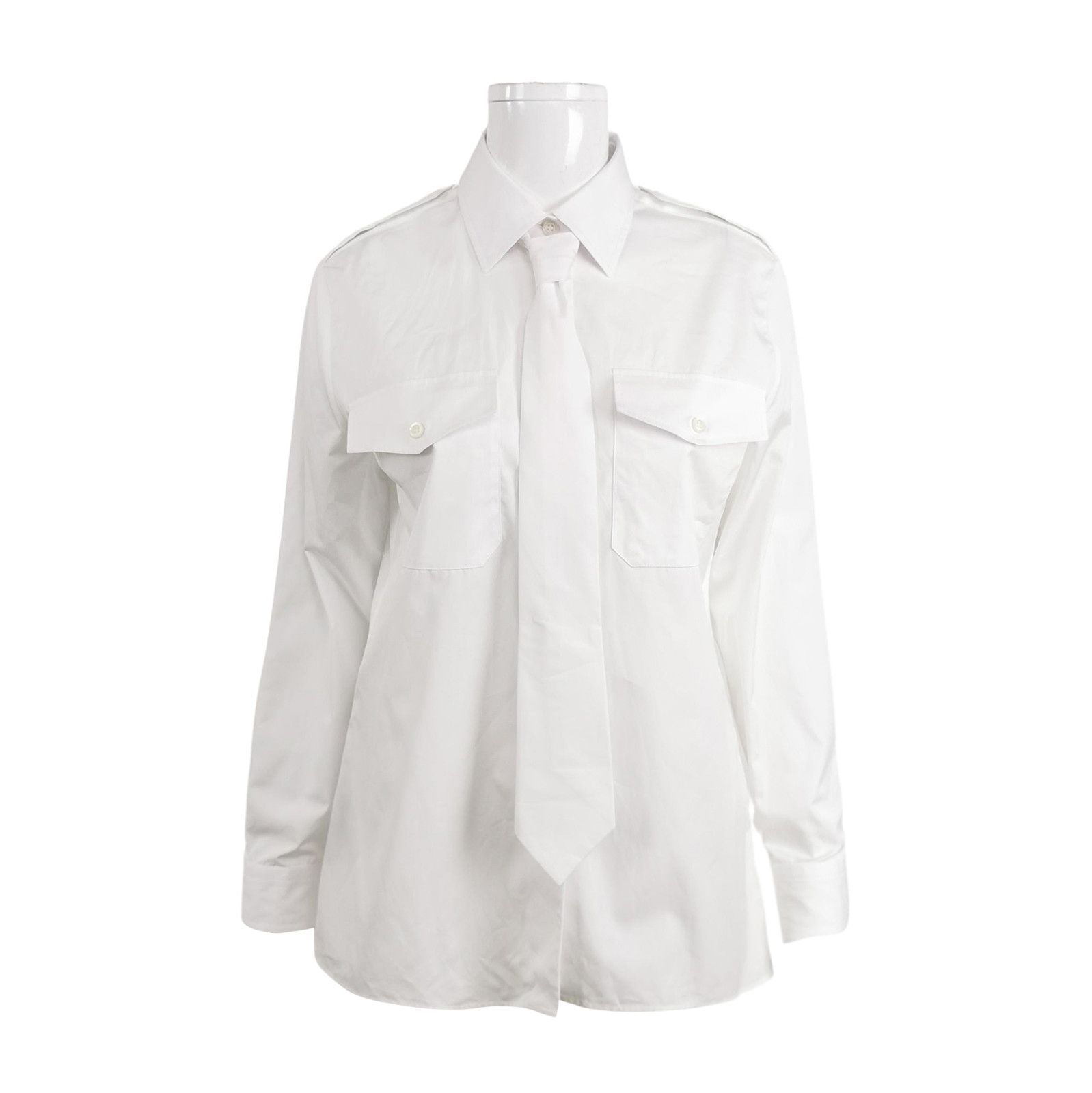Prada Prada Long Sleeve Collared Shirt with Tie 0089 Size XXS / US 00 / IT 34 - 1 Thumbnail