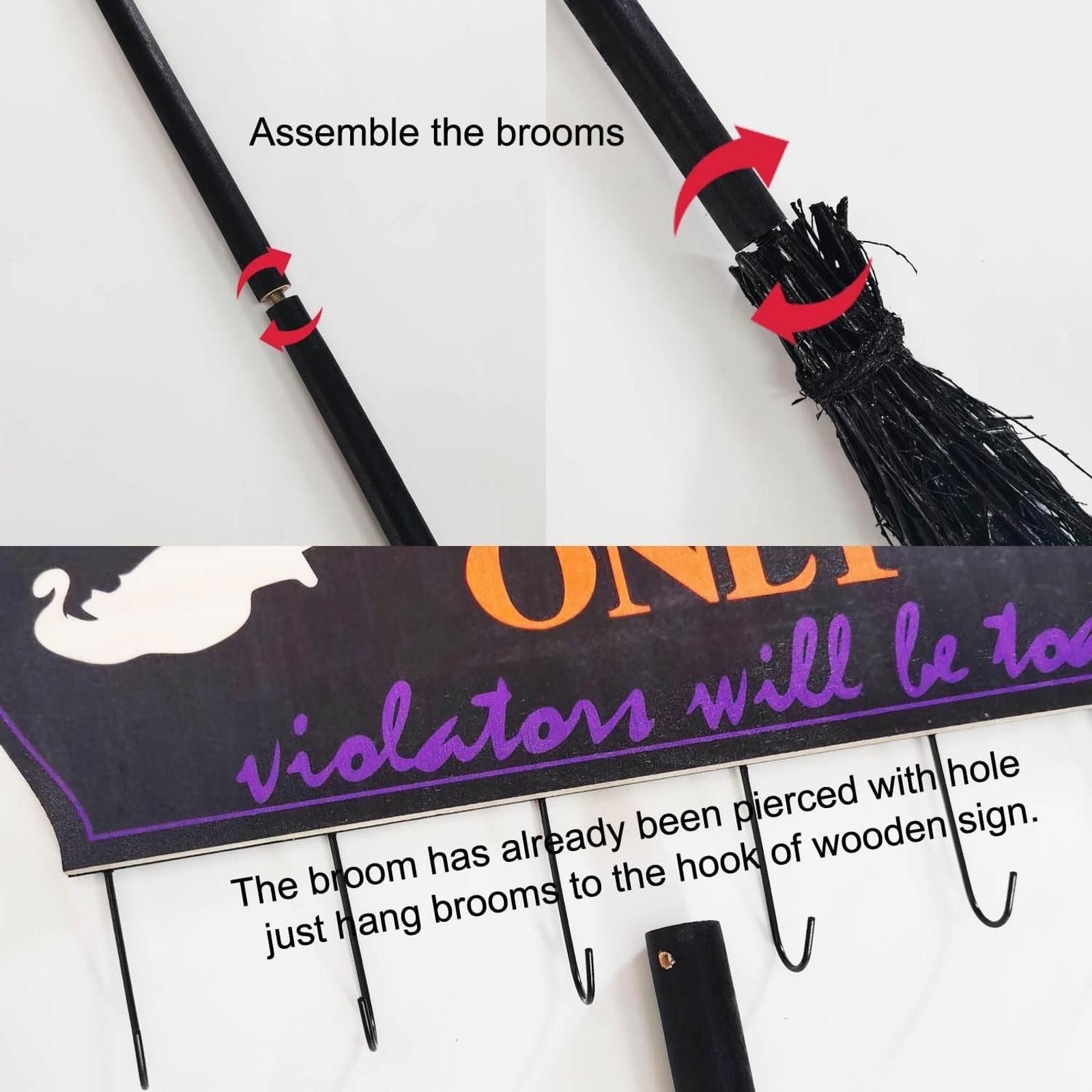 LARGE Halloween Broom Parking Sign Witch Decor NEW